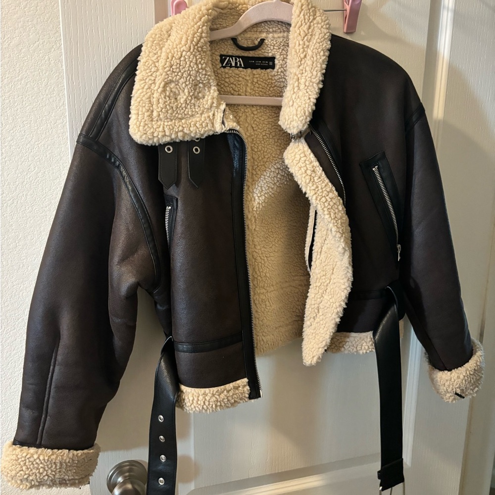 ZARA Cream Sherpa Fleece Jacket